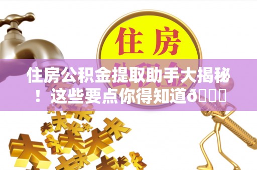 壶关住房公积金提取助手大揭秘！这些要点你得知道😎